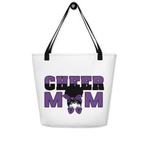Cheer Mom (Purple) All-Over Print Large Tote Bag