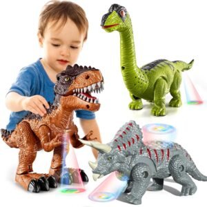 GUMINNARA 3 Pack Walking Dinosaurs Toys